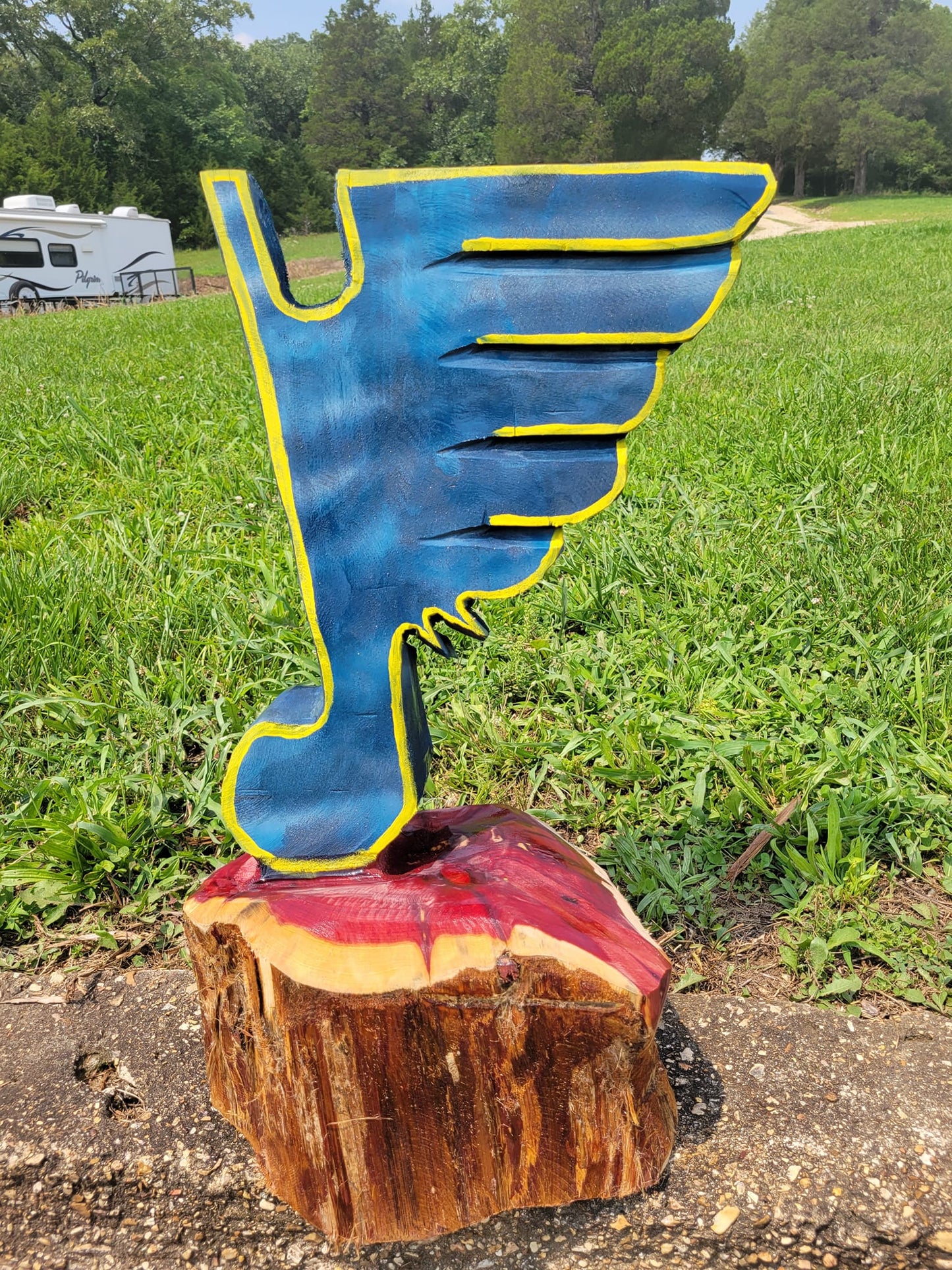 Handcarved St. Louis Blues Blue Note – Cedar Wood Carving | Handmade Fan Décor | Hockey Gift