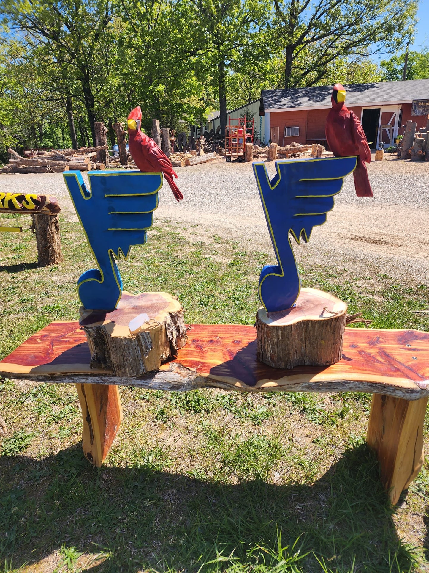 Handcarved St. Louis Blues Blue Note with Cardinal – Cedar Wood Carving | Handmade STL Fan Gift | Sports Home Décor