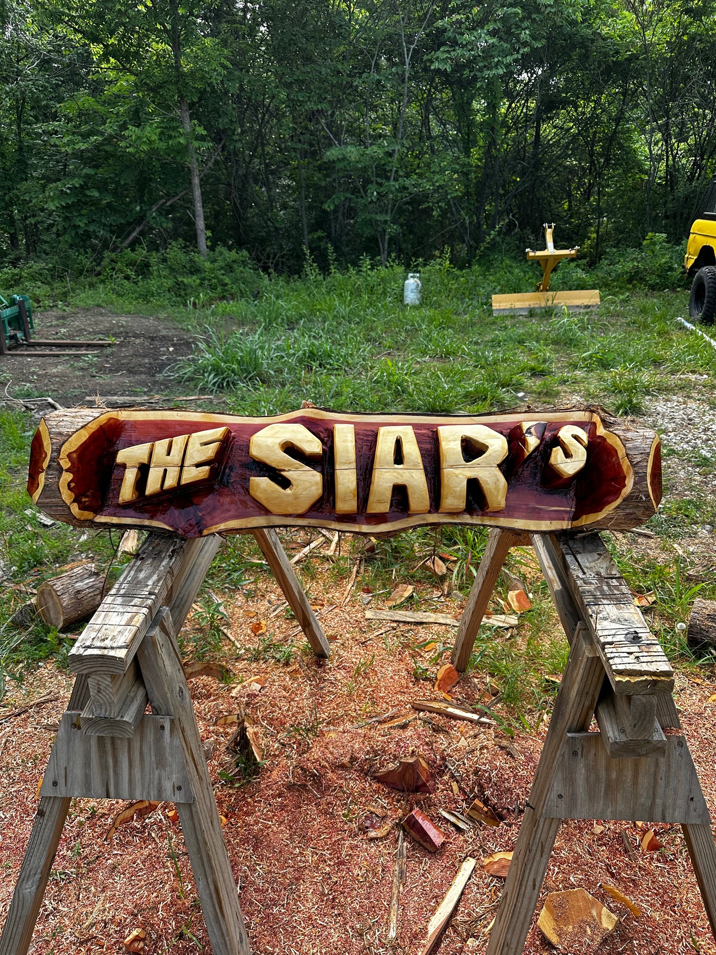 Custom Chainsaw-Carved Cedar Name Log