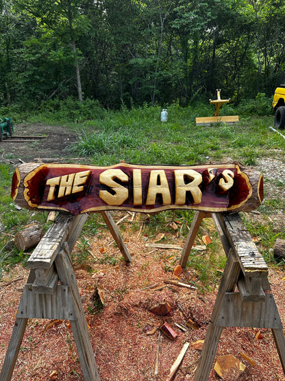 Custom Chainsaw-Carved Cedar Name Log