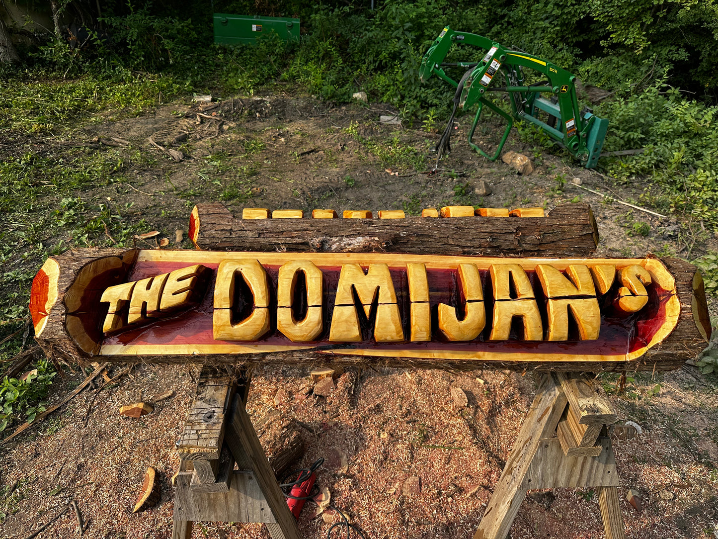 Custom Chainsaw-Carved Cedar Name Log