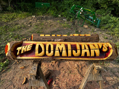 Custom Chainsaw-Carved Cedar Name Log