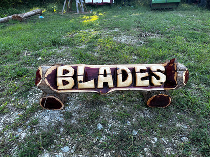 Custom Chainsaw-Carved Cedar Name Log
