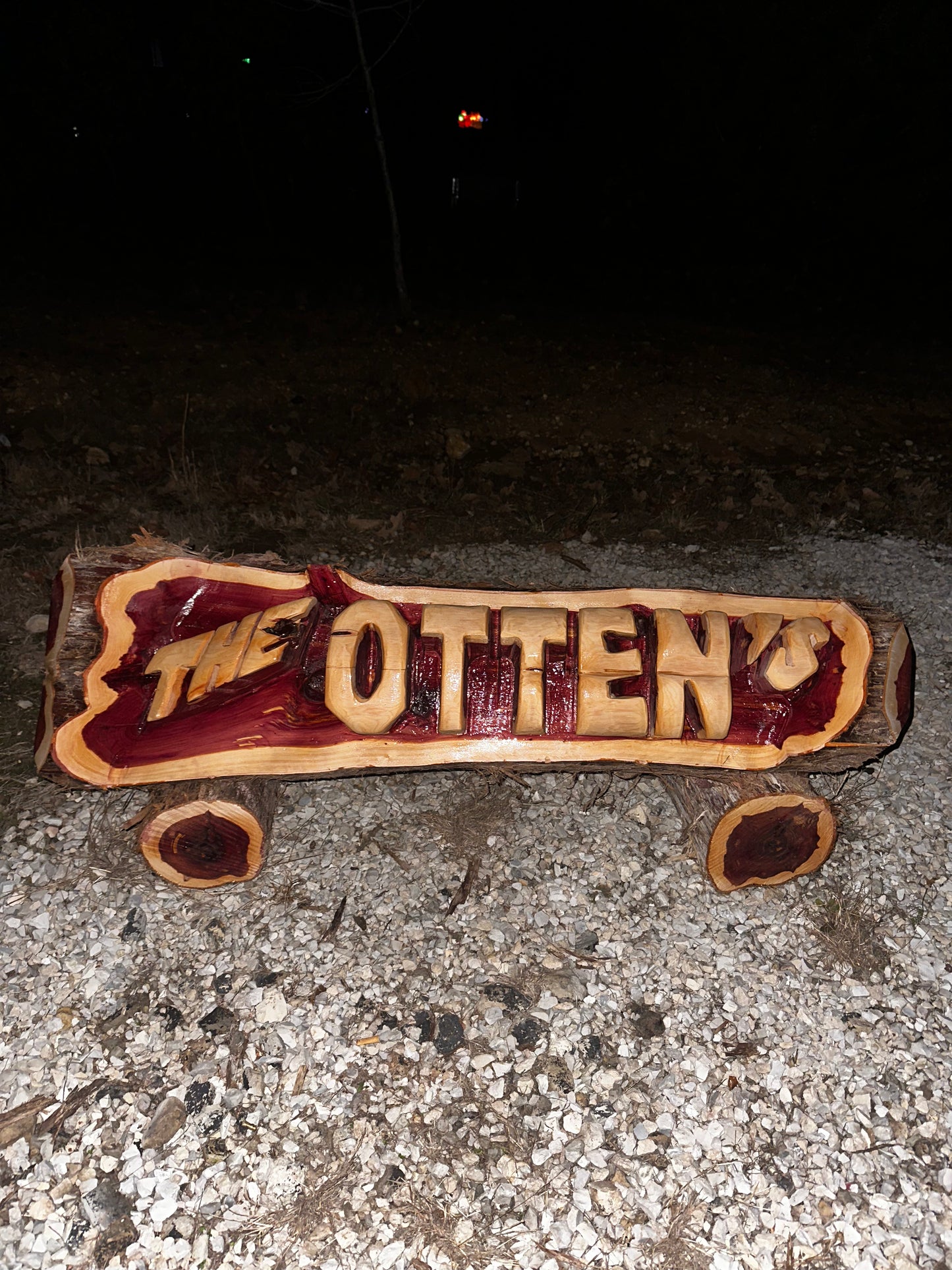Custom Chainsaw-Carved Cedar Name Log