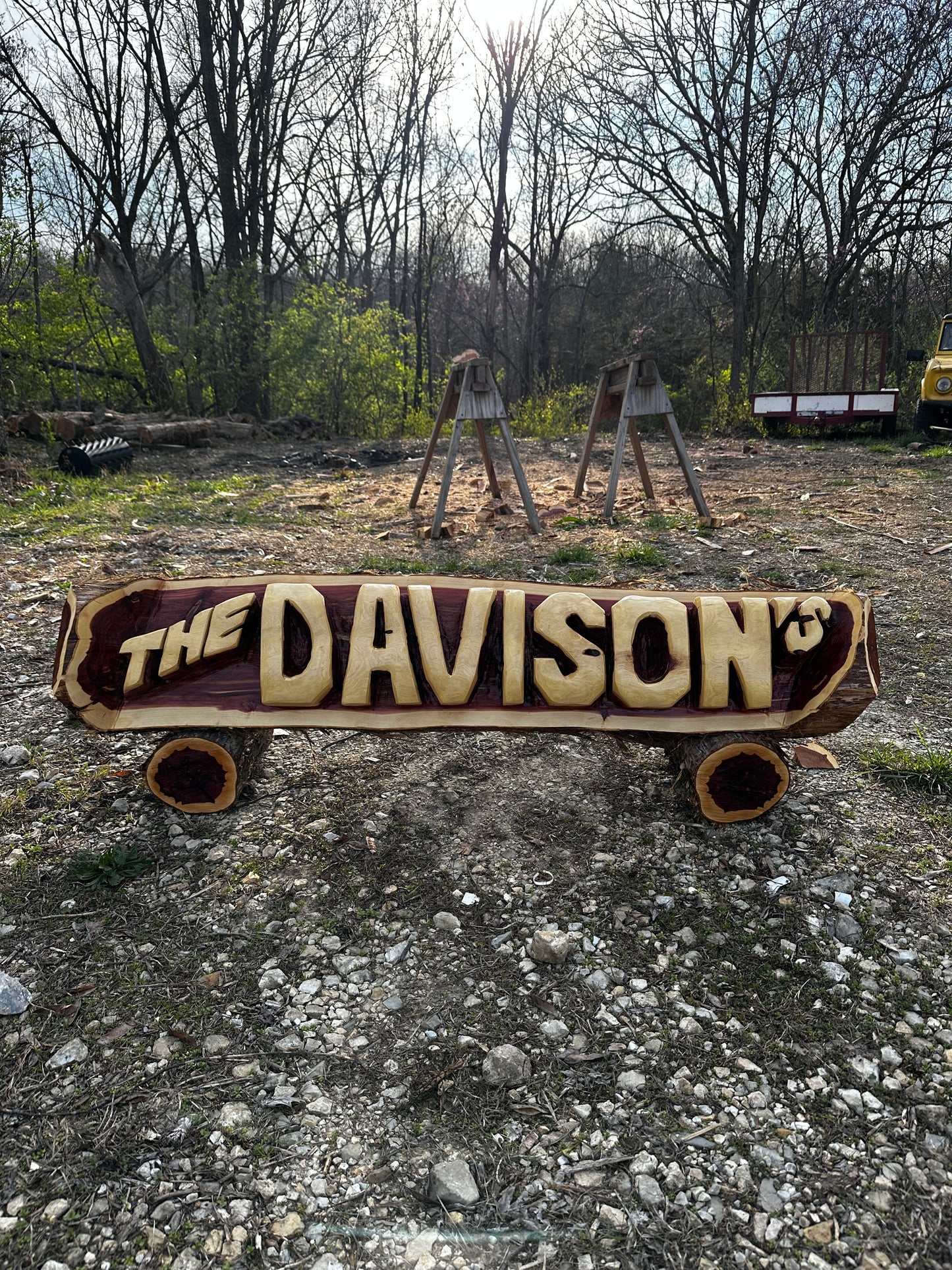 Custom Chainsaw-Carved Cedar Name Log
