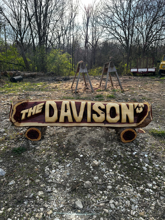 Custom Chainsaw-Carved Cedar Name Log