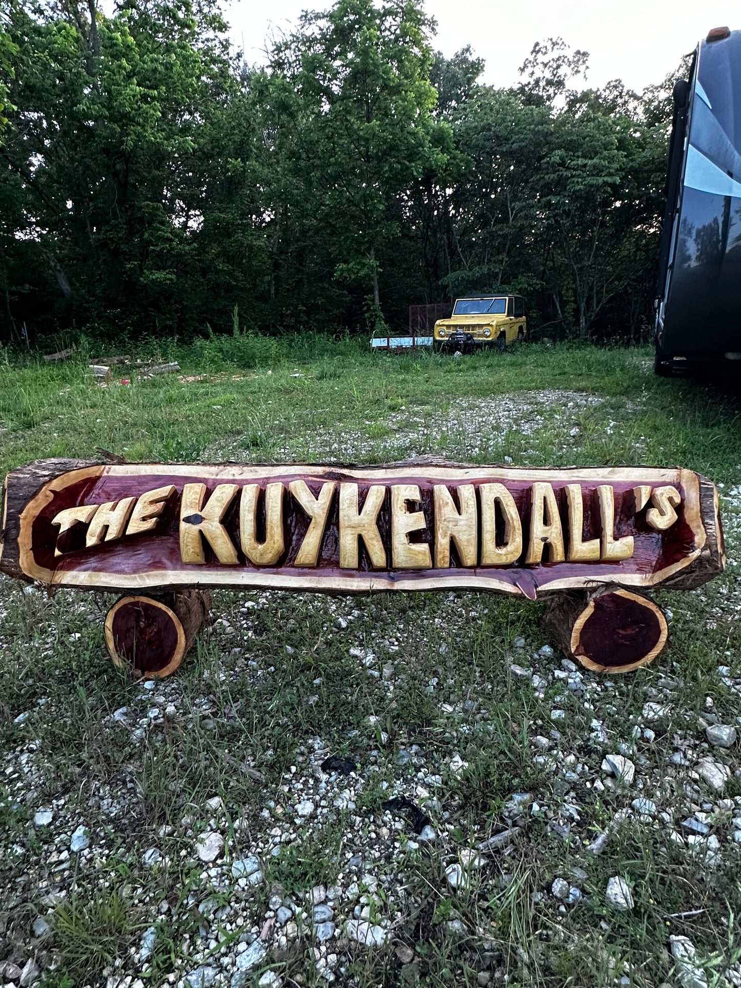 Custom Chainsaw-Carved Cedar Name Log