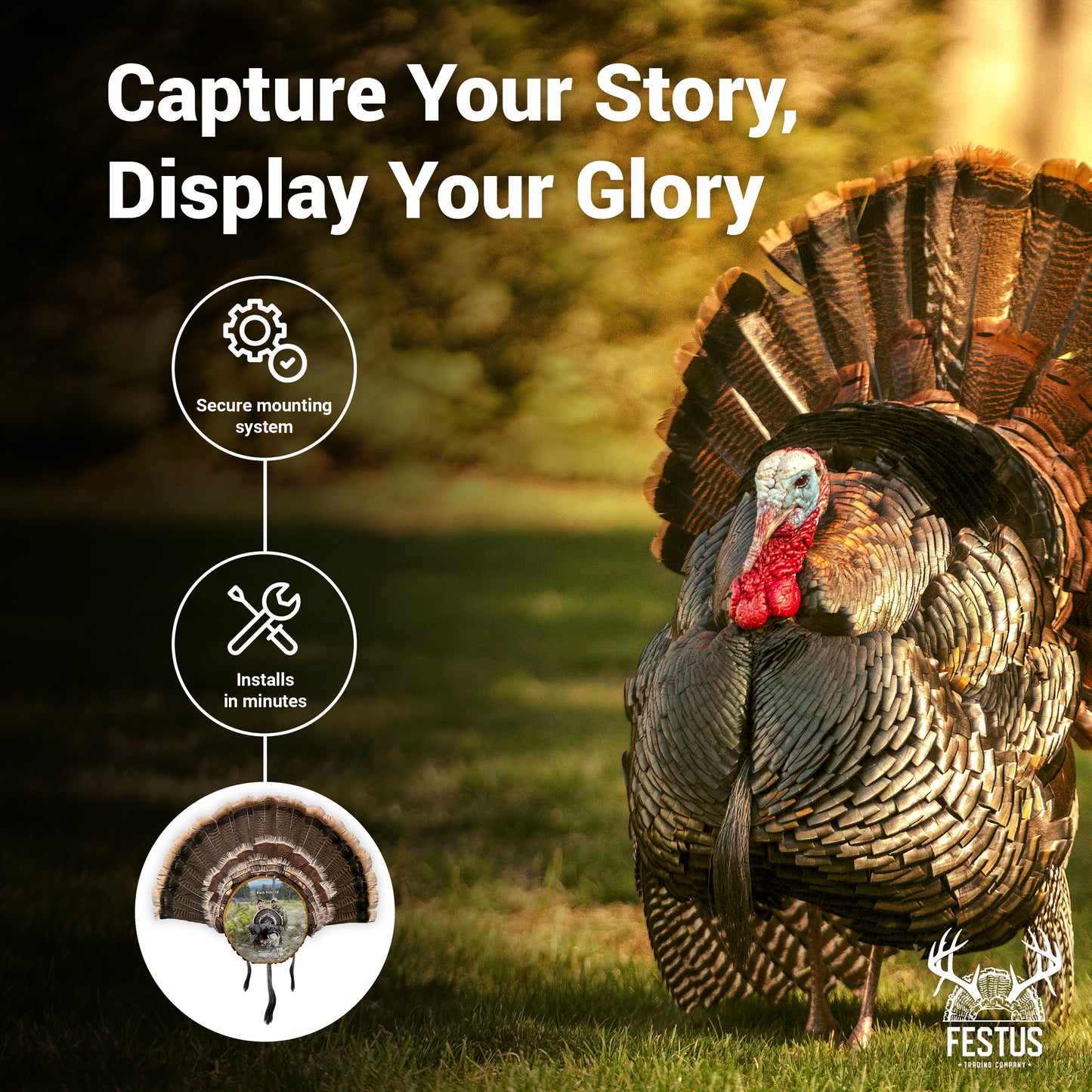 Custom Turkey Fan Mount Kit with Color Photo