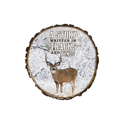 Whitetail Deer Hunting Photo Plaque – Rustic Cabin Wall Décor, Live Edge Wood with Epoxy Resin Finish, Durable Glossy Hunting Wall Art, Lodge & Outdoor Décor