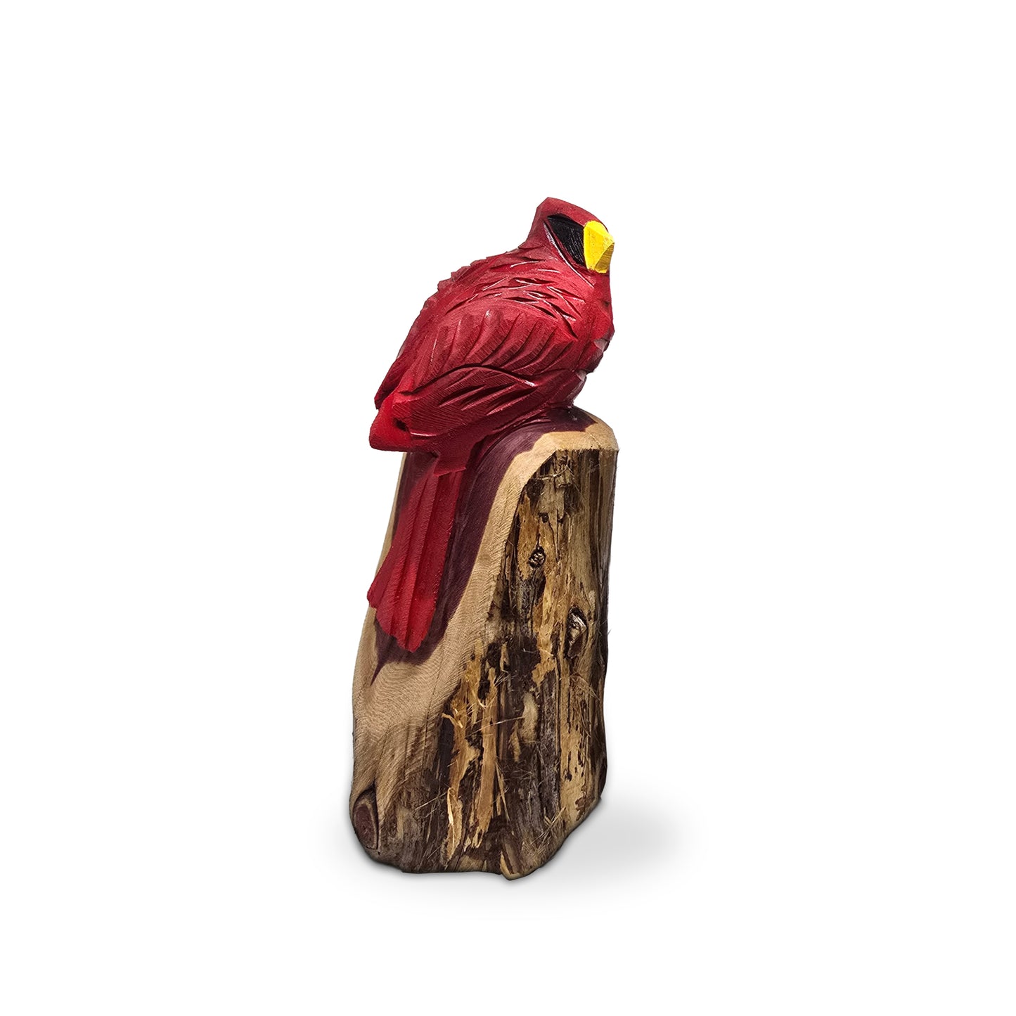 Hand-Carved Cedar Cardinal – Chainsaw Carved Wooden Bird Sculpture | Rustic Home & Garden Décor | Memorial Gift