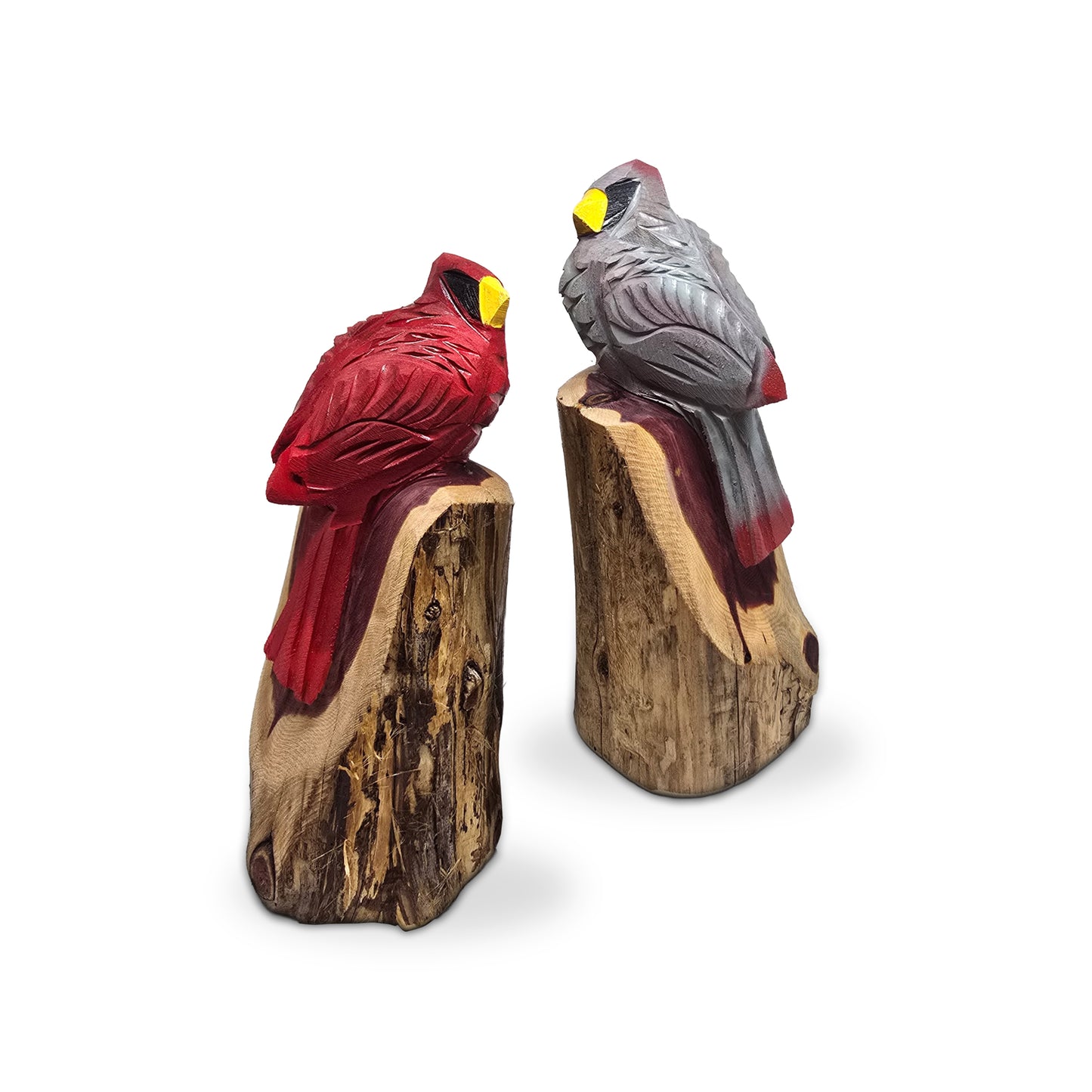 Hand-Carved Cedar Cardinal – Chainsaw Carved Wooden Bird Sculpture | Rustic Home & Garden Décor | Memorial Gift