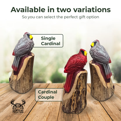 Hand-Carved Cedar Cardinal – Chainsaw Carved Wooden Bird Sculpture