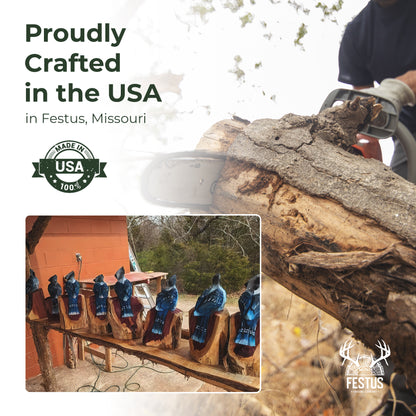 Chainsaw Carved Bluejay – Hand-Painted Cedar Bird Sculpture | Rustic Home & Garden Décor