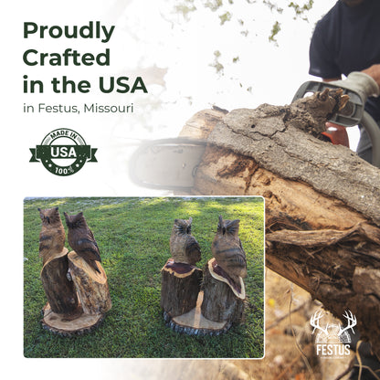 Chainsaw Carved Owl | Hand-Painted Cedar Bird | Rustic Wildlife Décor