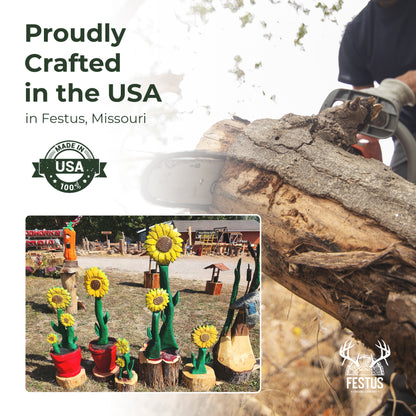 Chainsaw Carved Sunflower | Hand-Painted Cedar Flower | Rustic Wildlife Décor