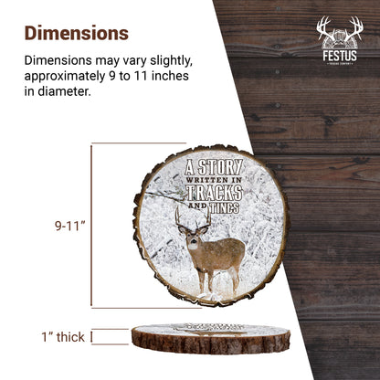 Whitetail Deer Hunting Photo Plaque – Rustic Cabin Wall Décor, Live Edge Wood with Epoxy Resin Finish, Durable Glossy Hunting Wall Art, Lodge & Outdoor Décor
