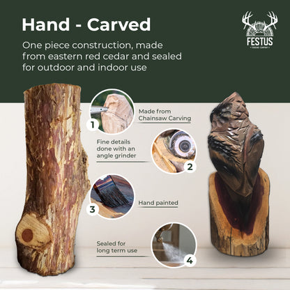 Chainsaw Carved Owl | Hand-Painted Cedar Bird | Rustic Wildlife Décor