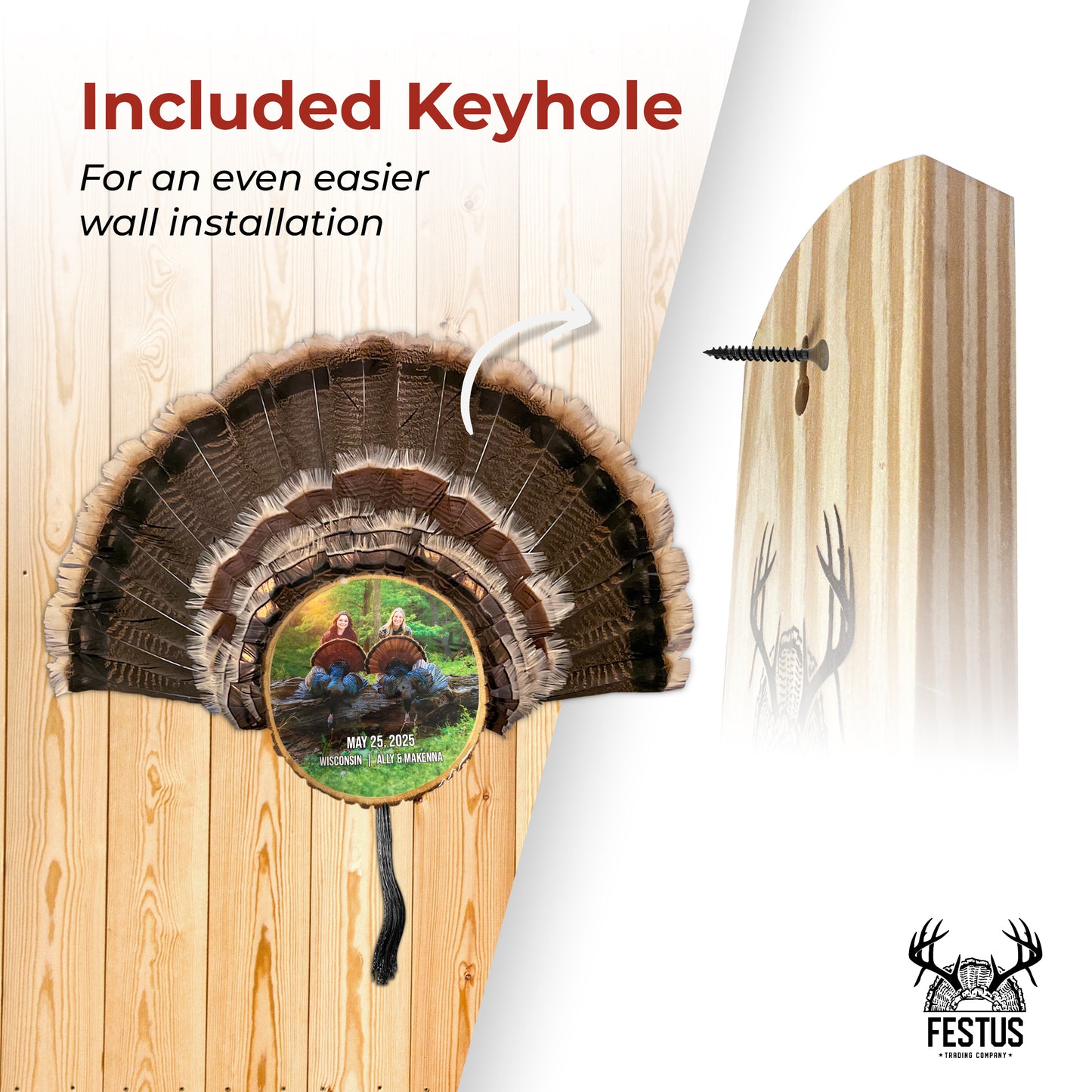 Custom Turkey Fan Mount Kit with Color Photo