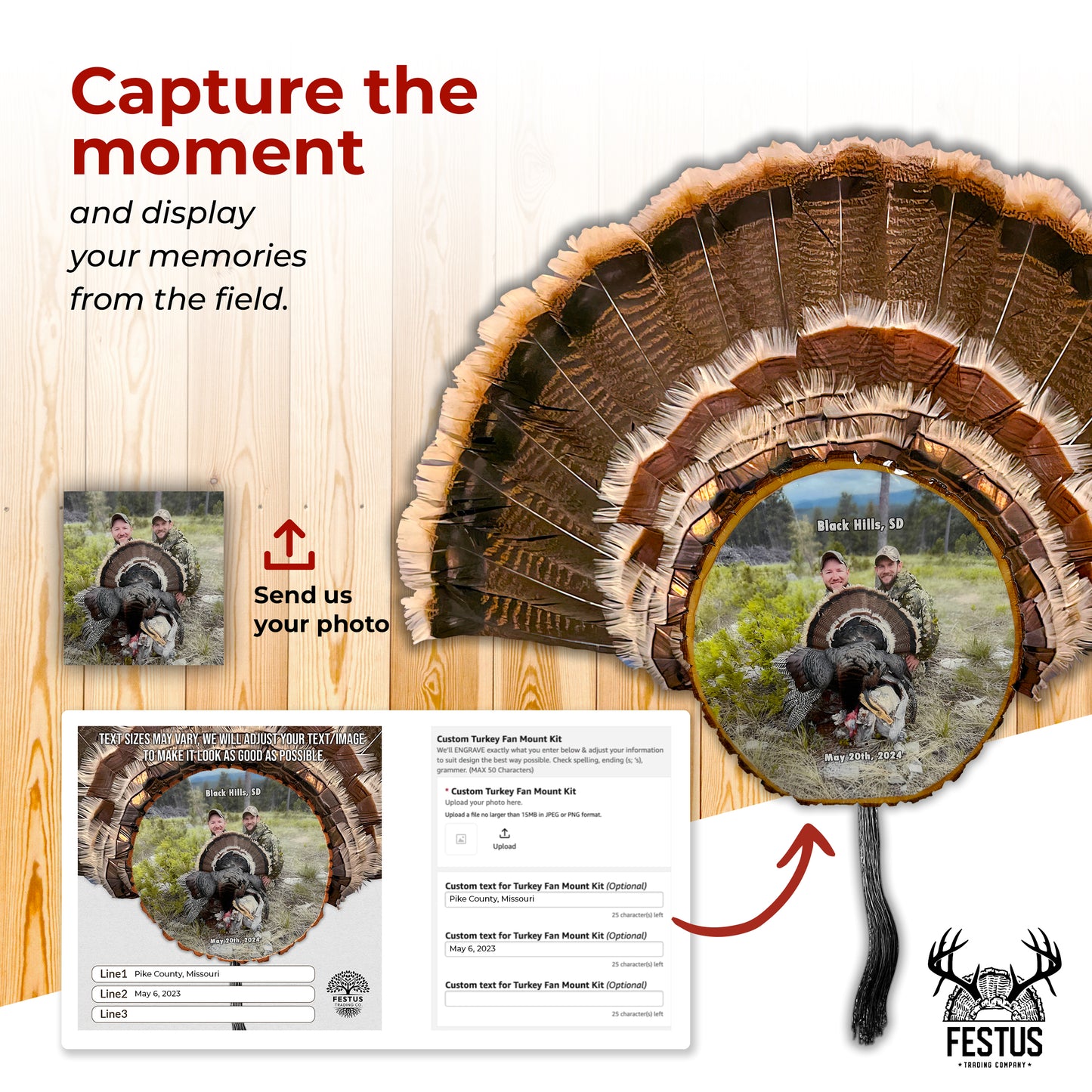Custom Turkey Fan Mount Kit with Color Photo