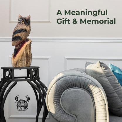 Chainsaw Carved Owl | Hand-Painted Cedar Bird | Rustic Wildlife Décor