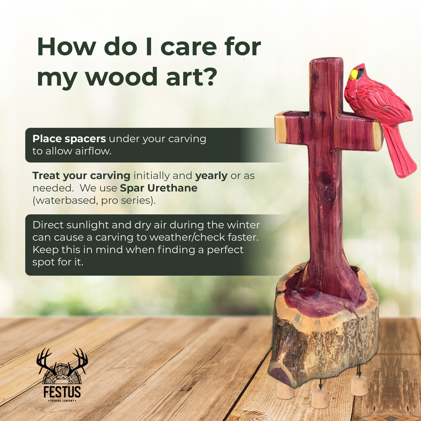 One/Two Cedar Cardinals on a Cross without Nameplate– Handmade Chainsaw Carving | Rustic Outdoor Décor & Memorial Art