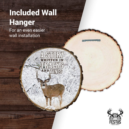 Whitetail Deer Hunting Photo Plaque – Rustic Cabin Wall Décor, Live Edge Wood with Epoxy Resin Finish, Durable Glossy Hunting Wall Art, Lodge & Outdoor Décor