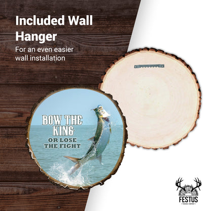 Tarpon Portrait Fishing Photo Plaque – Durable Glossy Epoxy Resin Finish, Rustic Live Edge Wood Wall Décor for Cabin, Lodge & Lake House
