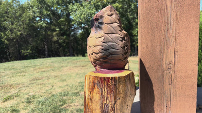 Chainsaw Carved Owl | Hand-Painted Cedar Bird | Rustic Wildlife Décor