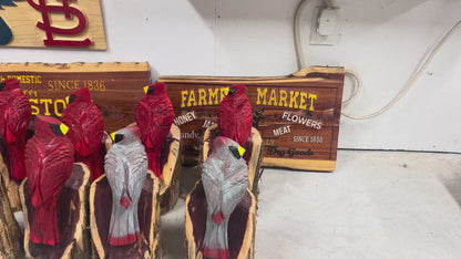 Hand-Carved Cedar Cardinal – Chainsaw Carved Wooden Bird Sculpture | Rustic Home & Garden Décor | Memorial Gift